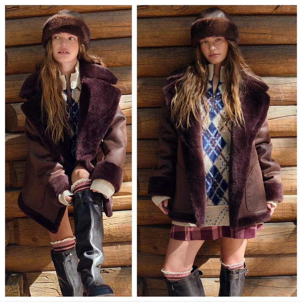 Free People We The Free Mari Reversible Coat Chocolate Brown NWT